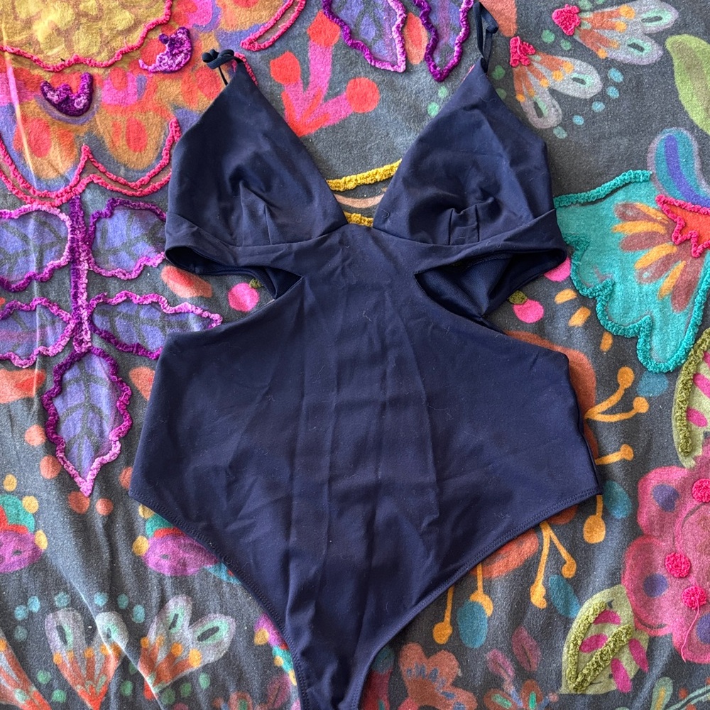 Free People Navy Blue Bodysuit